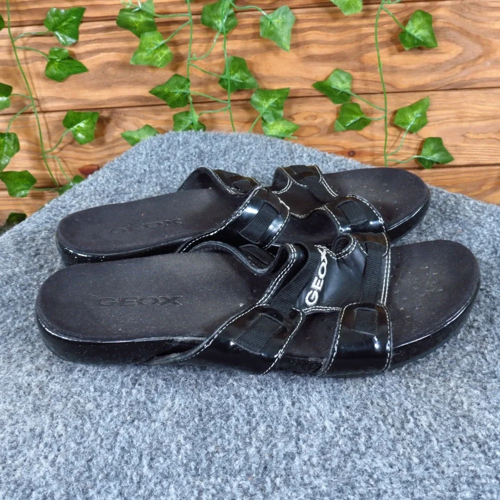 Geox Kids Unisex Slide Sandal Size 5 Casual Everyday‎ Black Synthetic